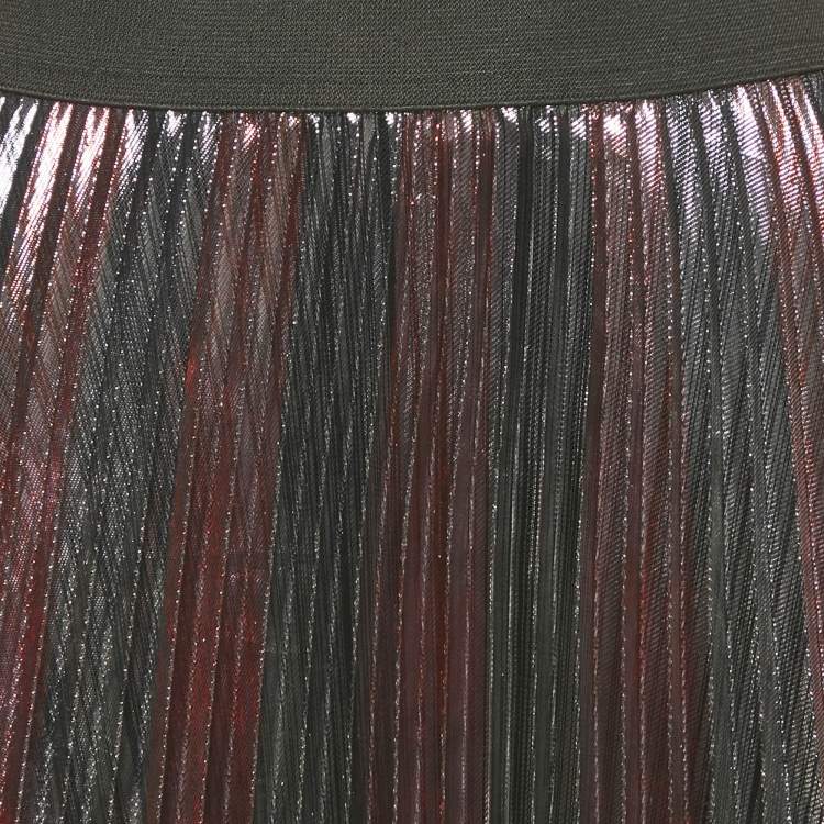 Pre Owned Zadig & Voltaire Metallic Lurex Plissé Midi Joyce Skirt S