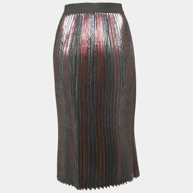 Pre Owned Zadig & Voltaire Metallic Lurex Plissé Midi Joyce Skirt S