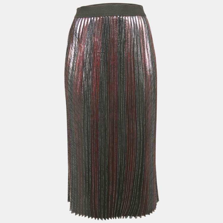 Pre Owned Zadig & Voltaire Metallic Lurex Plissé Midi Joyce Skirt S
