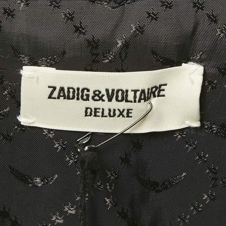 Pre Owned Zadig & Voltaire Deluxe Grey Jacquard and Satin Billy Snake Jacket M