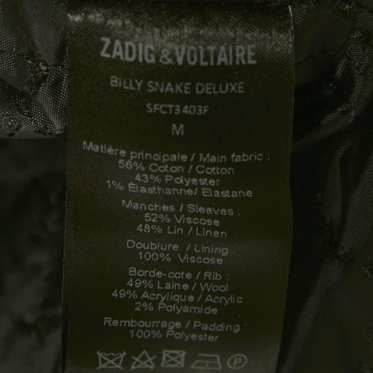 Pre Owned Zadig & Voltaire Deluxe Grey Jacquard and Satin Billy Snake Jacket M