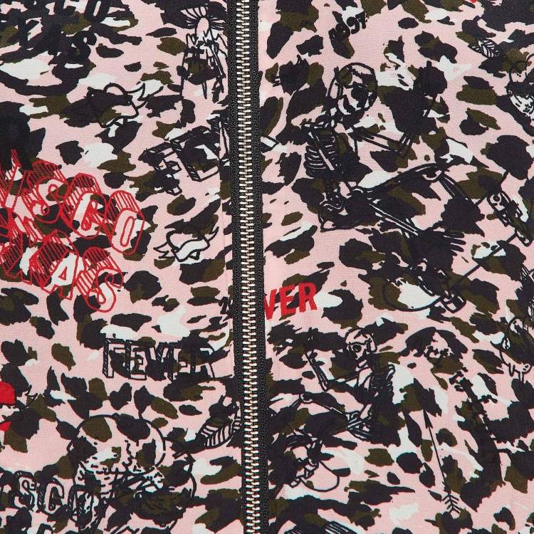Pre Owned Zadig & Voltaire Pink/Black Printed Crepe Reversible Billy Leo Jacket XS