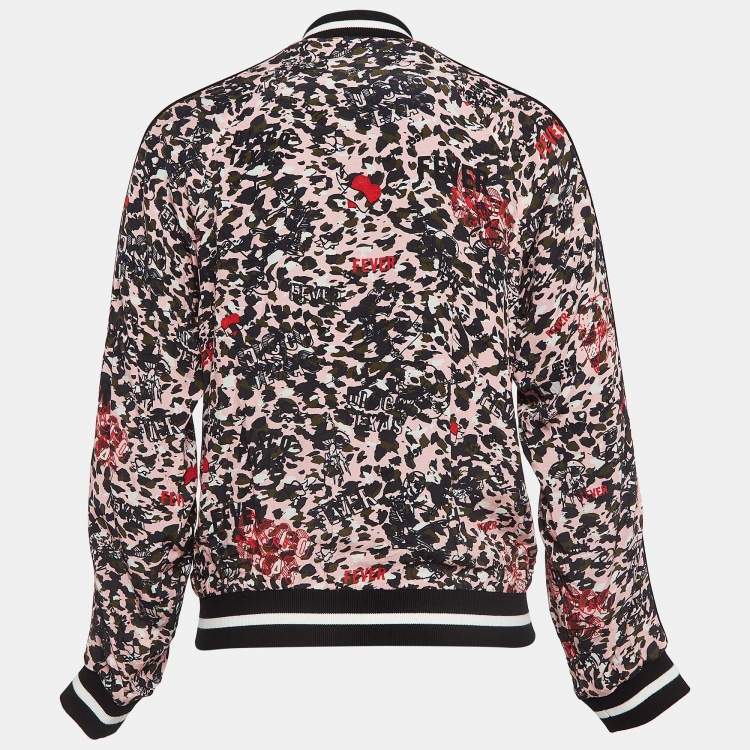 Pre Owned Zadig & Voltaire Pink/Black Printed Crepe Reversible Billy Leo Jacket XS