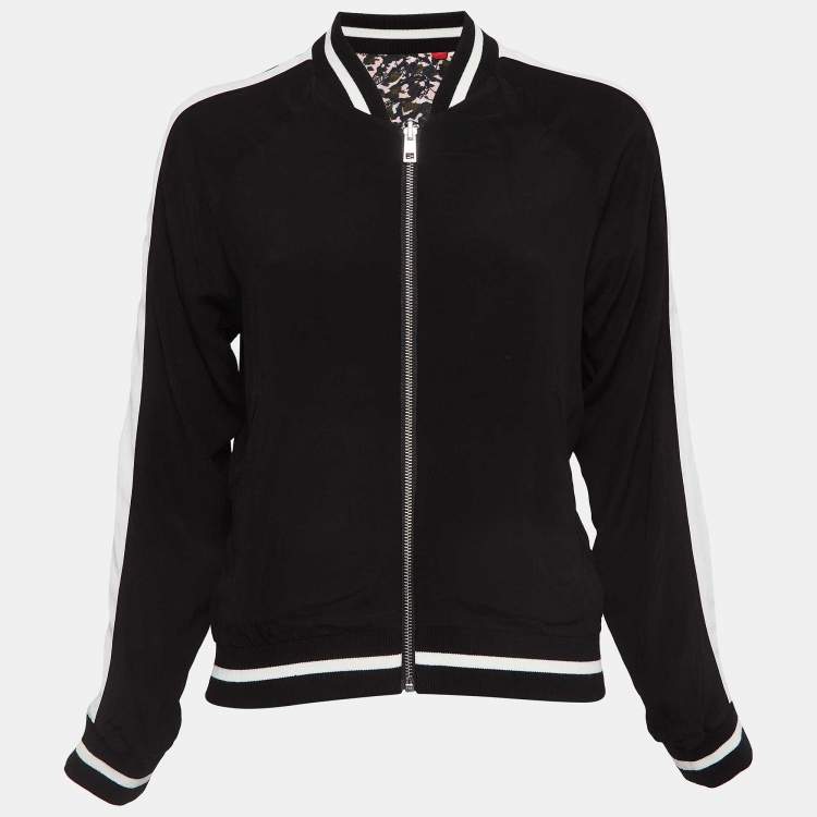 Pre Owned Zadig & Voltaire Pink/Black Printed Crepe Reversible Billy Leo Jacket XS