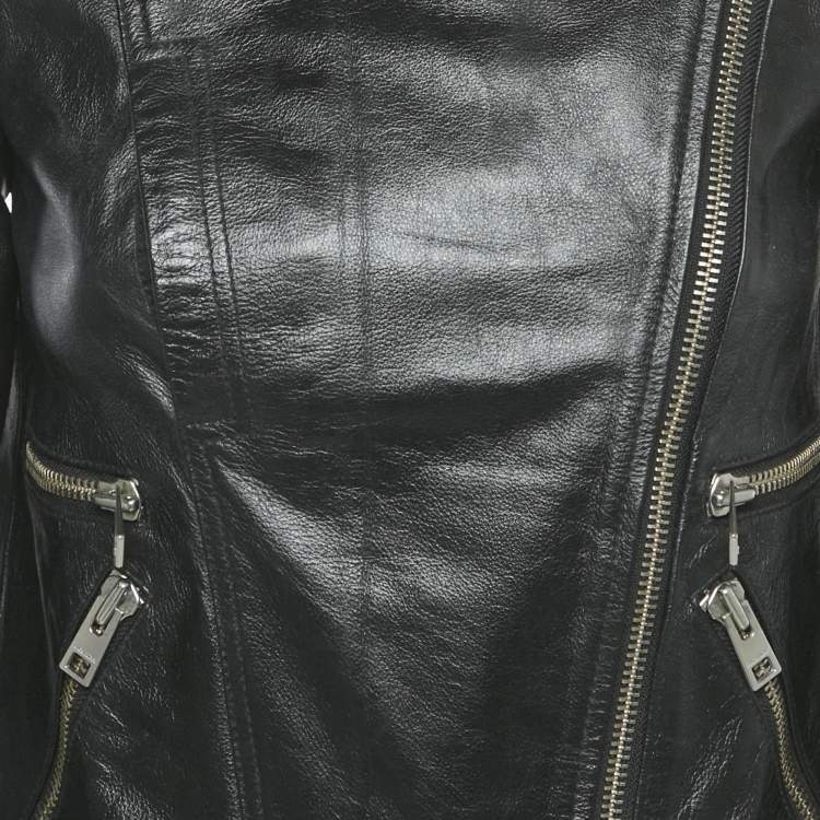 Pre Owned Zadig & Voltaire Black Leather Kawai Biker Jacket XS