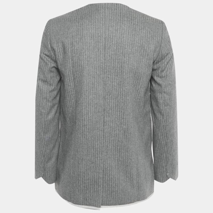 Pre Owned Zadig & Voltaire Grey Pinstripe Wool Blend Judo Style Ville Jacket S