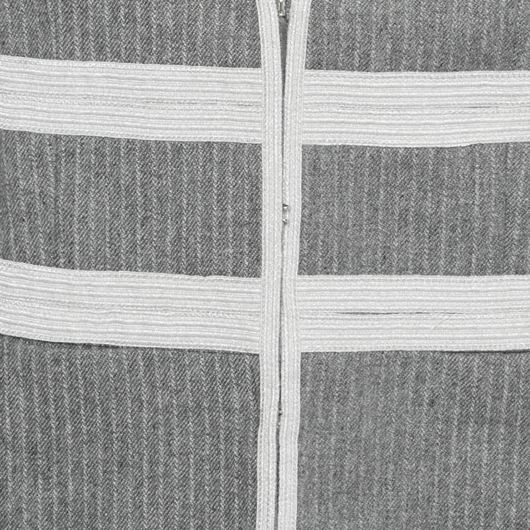 Pre Owned Zadig & Voltaire Grey Pinstripe Wool Blend Judo Style Ville Jacket S