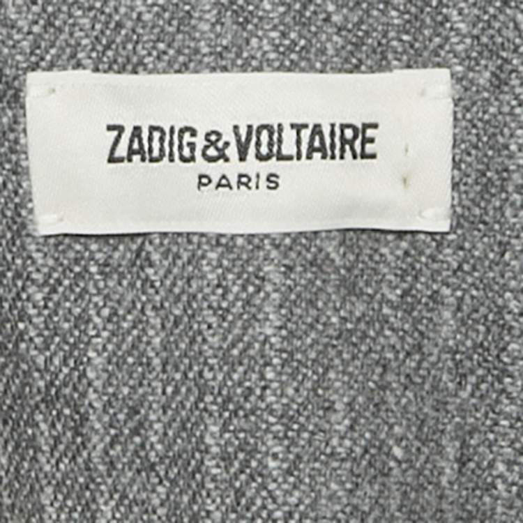 Pre Owned Zadig & Voltaire Grey Pinstripe Wool Blend Judo Style Ville Jacket S