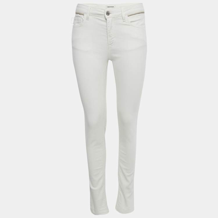 Pre Owned Zadig & Voltaire White Denim Eva Cher Jeans S Waist 28"