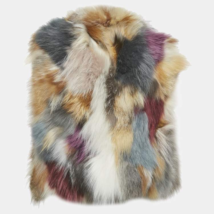 Pre Owned Zadig & Voltaire Deluxe Multicolor Dyed Fur Vest S
