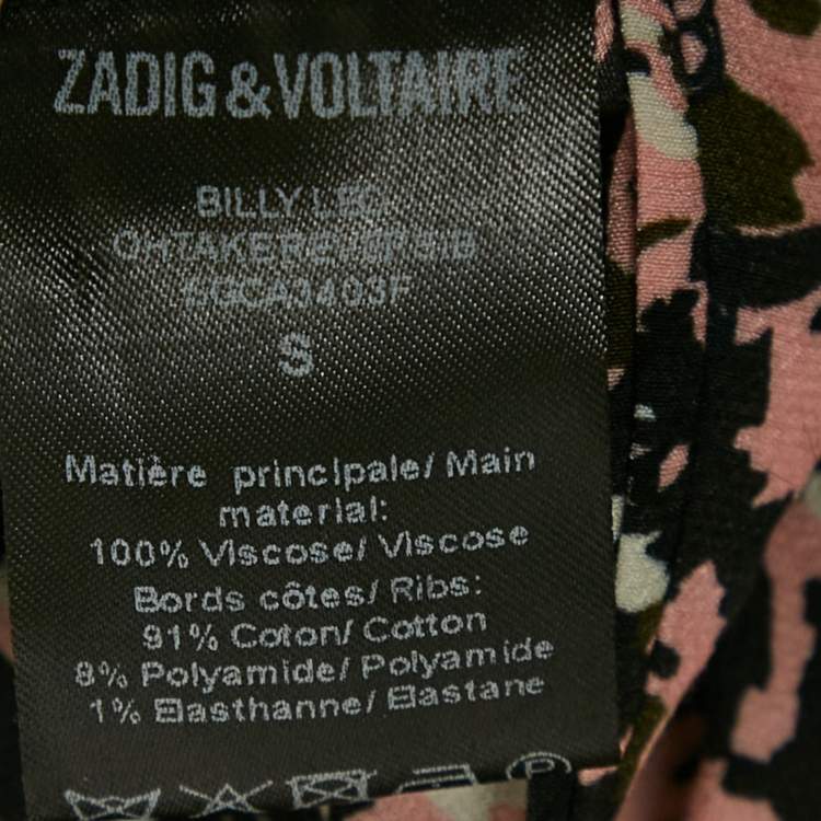 Pre Owned Zadig & Voltaire Pink/Black Printed Crepe Reversible Billy Leo Jacket S