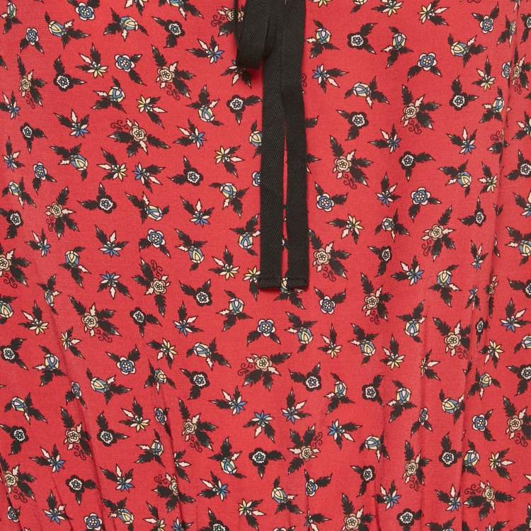 Pre Owned Zadig & Voltaire Red Floral Print Crepe Remus Liberty Mini Dress L