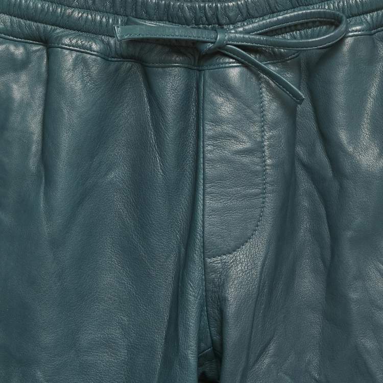 Pre Owned Zadig & Voltaire DeluxeTeal Blue Genuine Leather Parone Pants S
