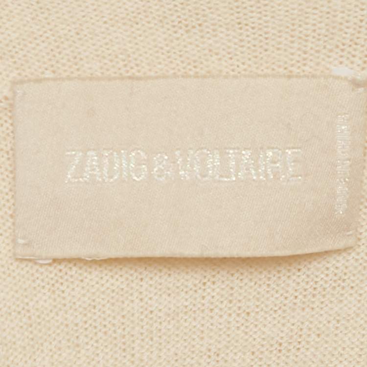 Pre Owned Zadig & Voltaire Cream Boucle Open Front Daphnee Cardigan L