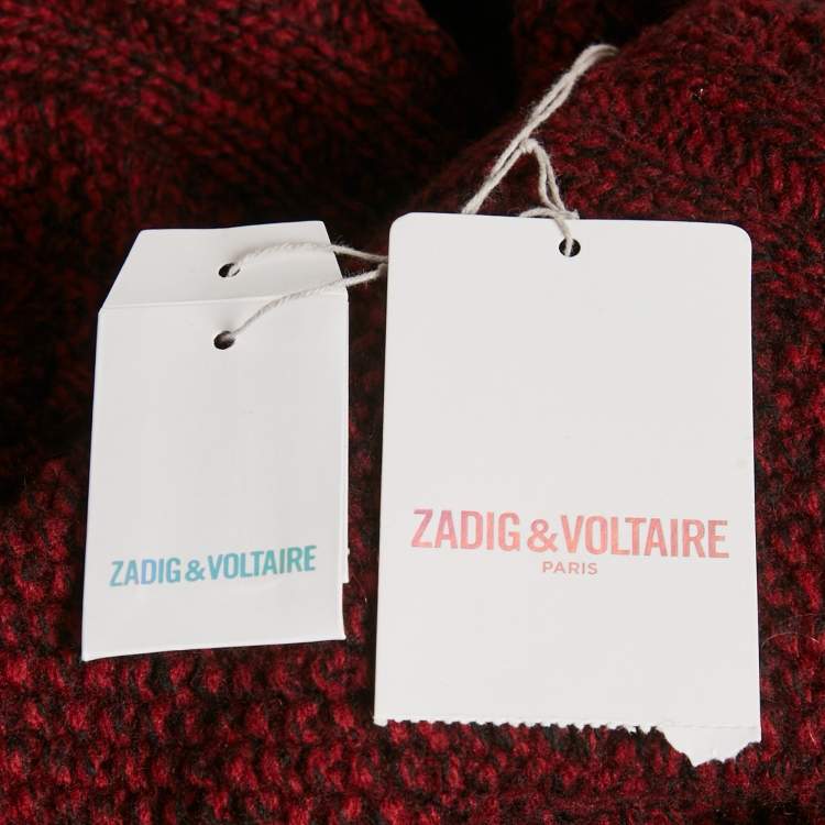 Pre Owned Zadig & Voltaire Burgundy Rib Knit Shawl Collar Mystic Cardigan XS/S