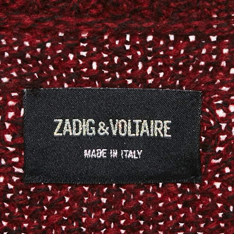 Pre Owned Zadig & Voltaire Burgundy Rib Knit Shawl Collar Mystic Cardigan XS/S