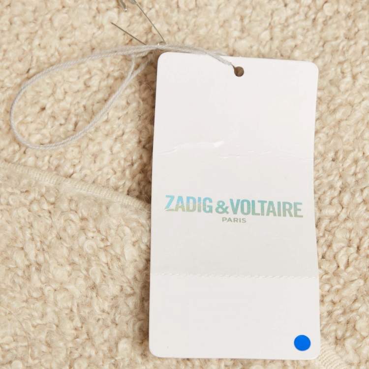 Pre Owned Zadig & Voltaire Cream Boucle Open Front Daphnee Cardigan XS