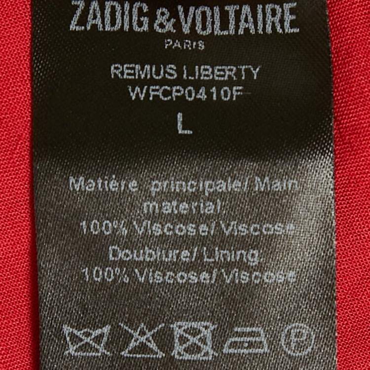 Pre Owned Zadig & Voltaire Red Floral Print Crepe Remus Liberty Mini Dress L