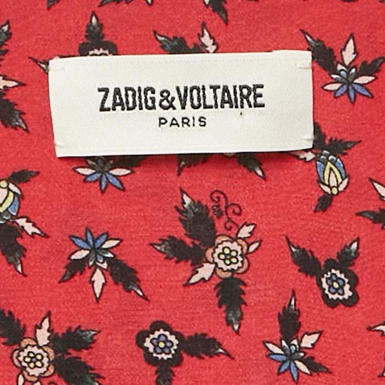 Pre Owned Zadig & Voltaire Red Floral Print Crepe Remus Liberty Mini Dress L