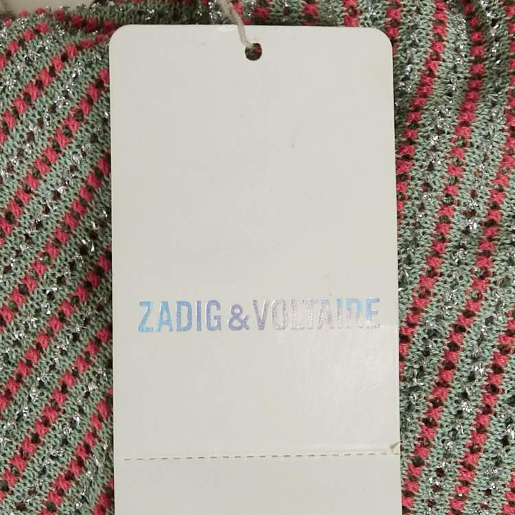 Pre Owned Zadig & Voltaire Blue/Pink Lurex Joss Fishnet Tank Top S