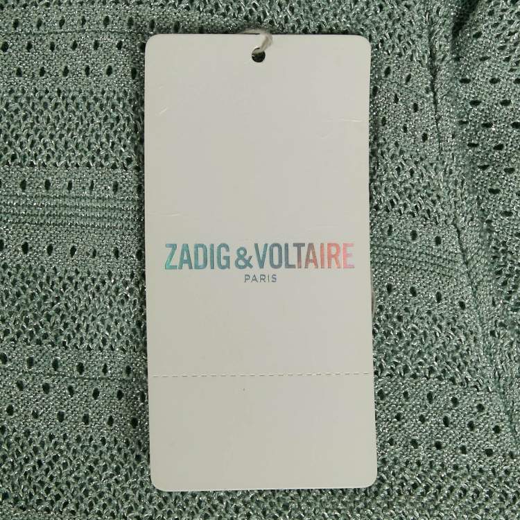 Pre Owned Zadig & Voltaire Mint Green Lurex Knit Sweater L