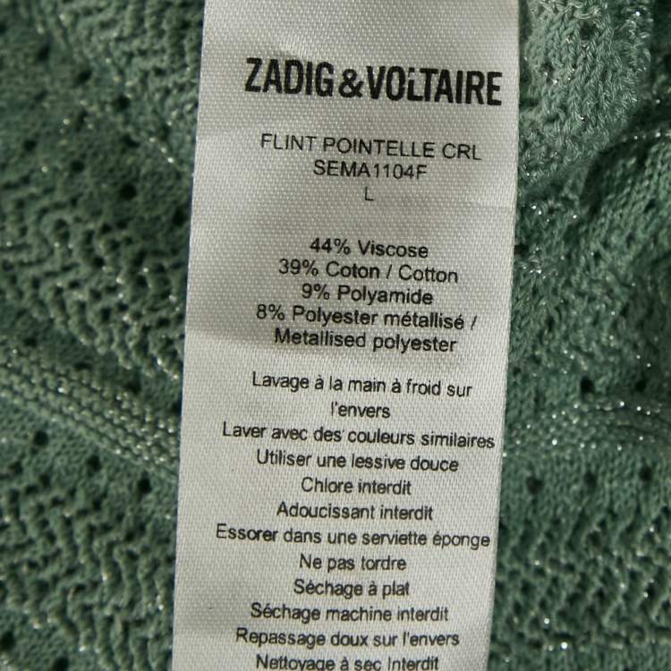 Pre Owned Zadig & Voltaire Mint Green Lurex Knit Sweater L