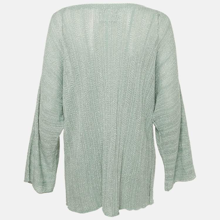 Pre Owned Zadig & Voltaire Mint Green Lurex Knit Sweater L