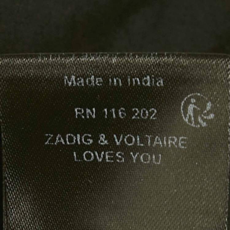 Pre Owned Zadig & Voltaire Black Lace Trim Cotton Rilli Asymmetric Midi Dress S