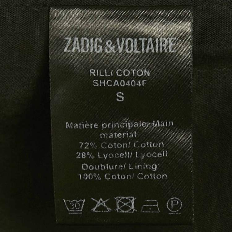 Pre Owned Zadig & Voltaire Black Lace Trim Cotton Rilli Asymmetric Midi Dress S