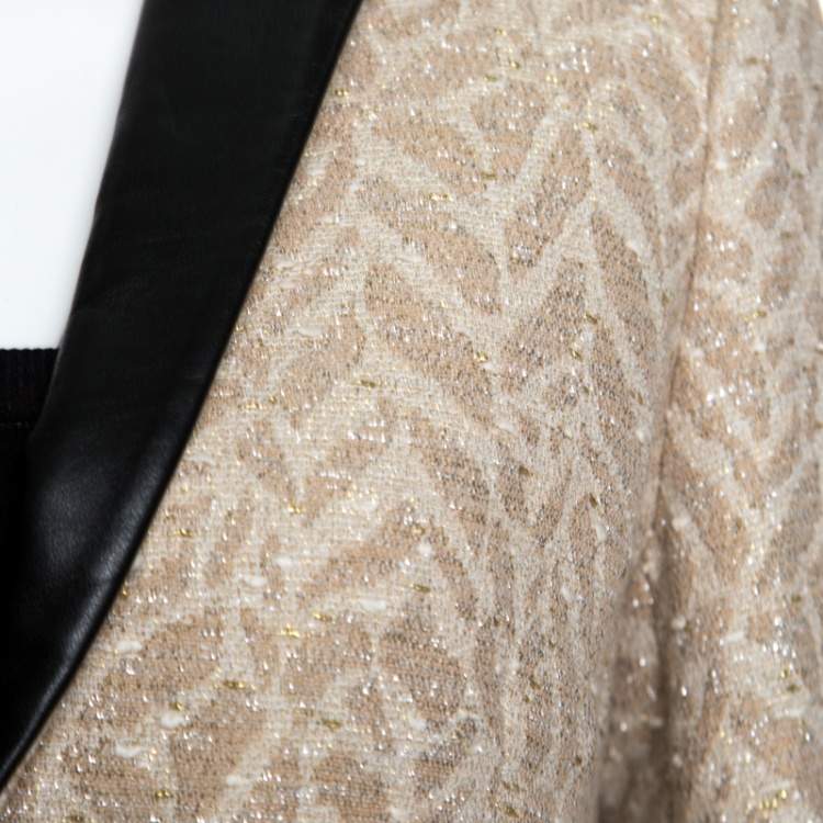 Pre Owned Zadig and Voltaire Beige Lurex Detail Leather Trim Detail Victana Deluxe Blazer S