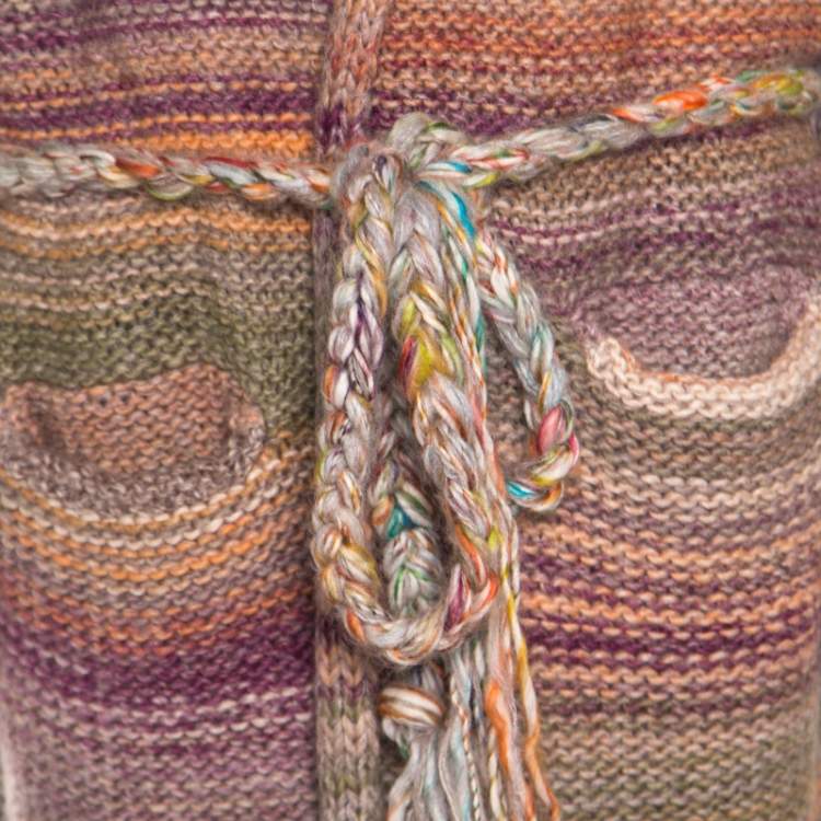Pre Owned Zadig and Voltaire Multicolor Chunky Knit Belted Mia Cardigan XS/S
