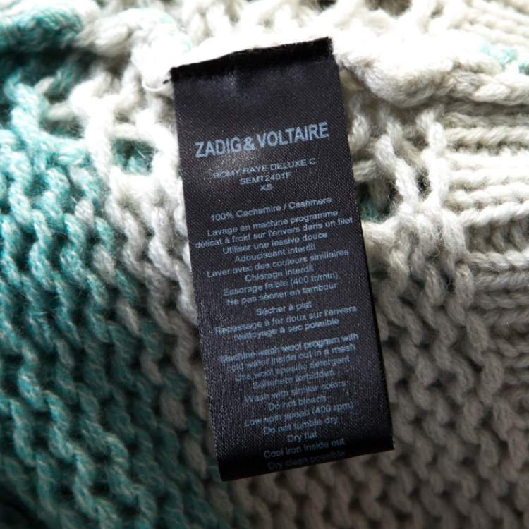 Pre Owned Zadig and Voltaire Bicolor Striped Cashmere Romy Raye Deluxe Cardigan XS