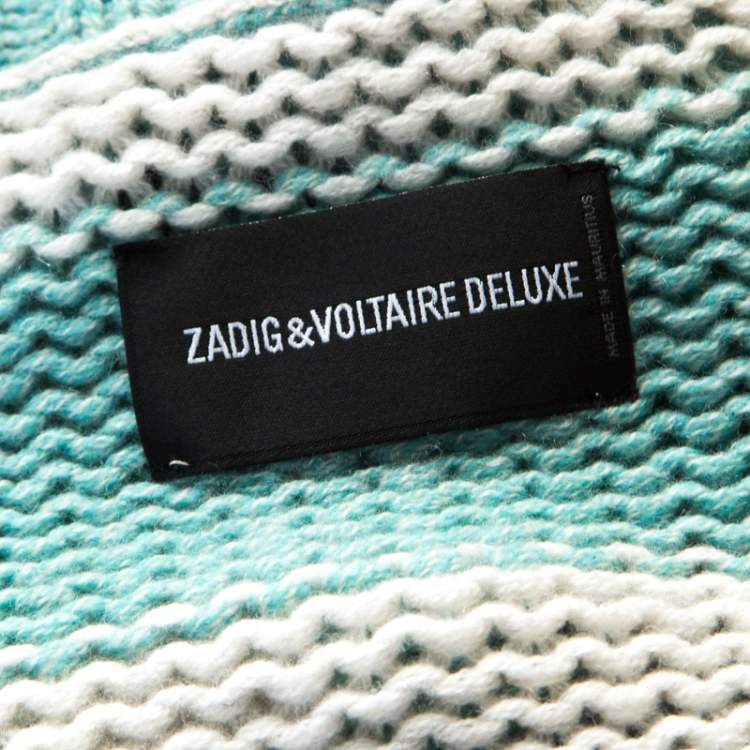 Pre Owned Zadig and Voltaire Bicolor Striped Cashmere Romy Raye Deluxe Cardigan XS