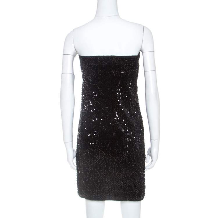 Pre Owned Zadig and Voltaire Black Sequined Raleg Tube Mini Dress M