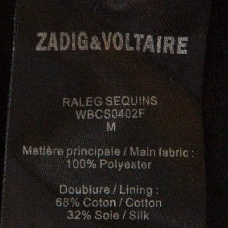 Pre Owned Zadig and Voltaire Black Sequined Raleg Tube Mini Dress M