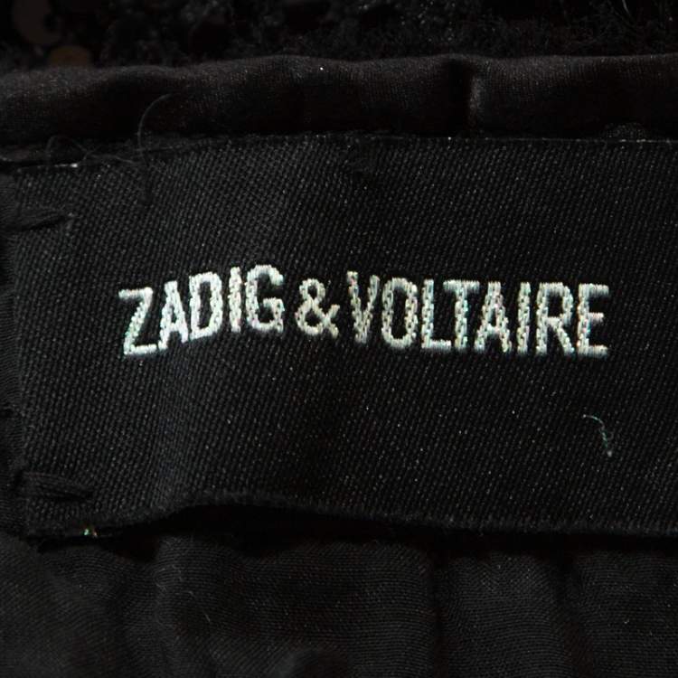 Pre Owned Zadig and Voltaire Black Sequined Raleg Tube Mini Dress M