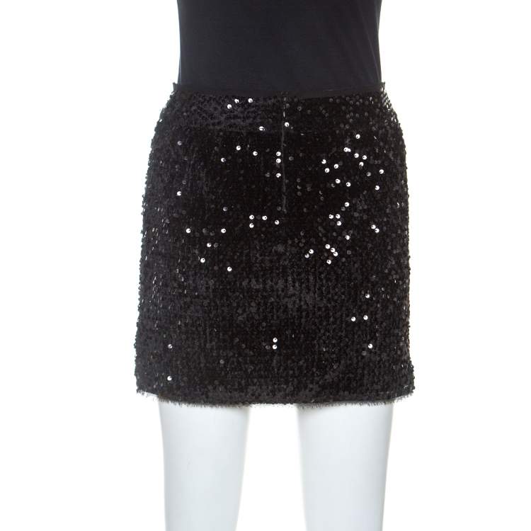 Pre Owned Zadig and Voltaire Black Sequined Jasmi Mini Skirt S