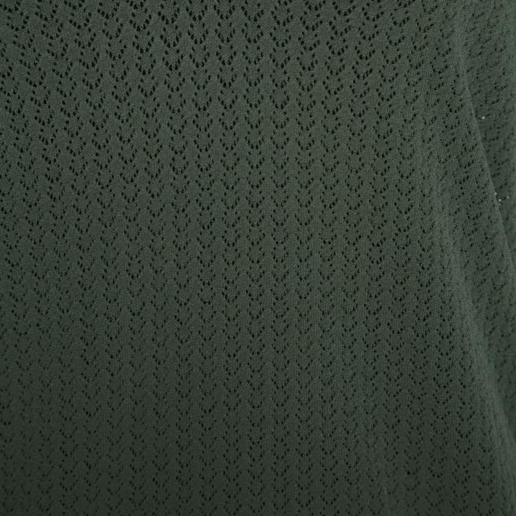 Pre Owned Zadig and Voltaire Olive Green Perforated Knit Preppy Ve Sweater M