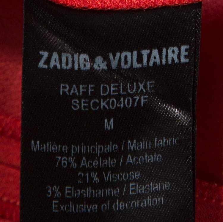 Pre Owned Zadig & Voltaire Deluxe Red Crepe Open Back Raff Shift Dress M