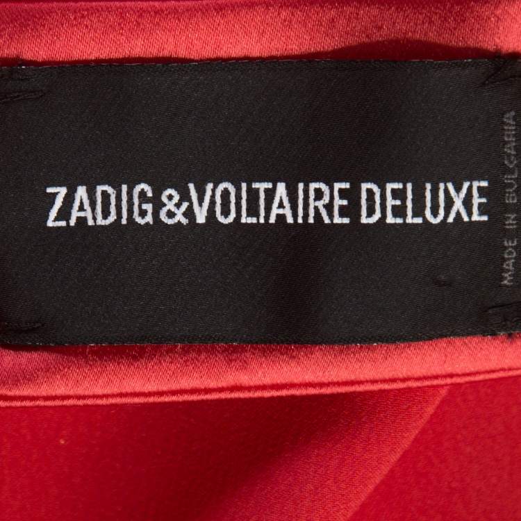 Pre Owned Zadig & Voltaire Deluxe Red Crepe Open Back Raff Shift Dress M