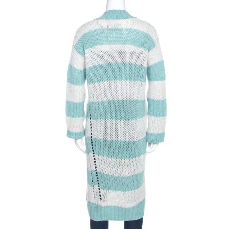 Pre Owned Zadig and Voltaire Bicolor Striped Cashmere Romy Raye Deluxe Cardigan S