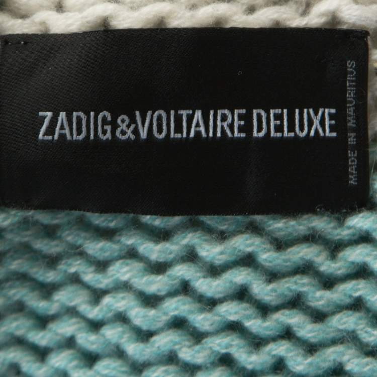 Pre Owned Zadig and Voltaire Bicolor Striped Cashmere Romy Raye Deluxe Cardigan S