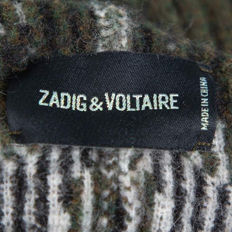 Pre Owned Zadig & Voltaire Green Leopard Pattern Wool Taliah Sweater XS/S