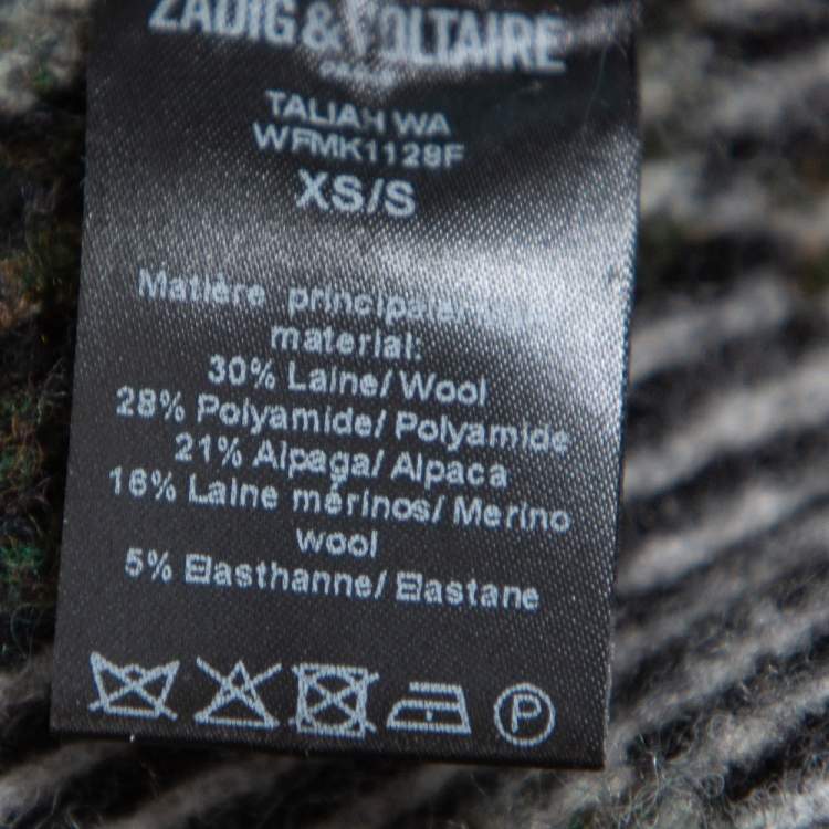 Pre Owned Zadig & Voltaire Green Leopard Pattern Wool Taliah Sweater XS/S
