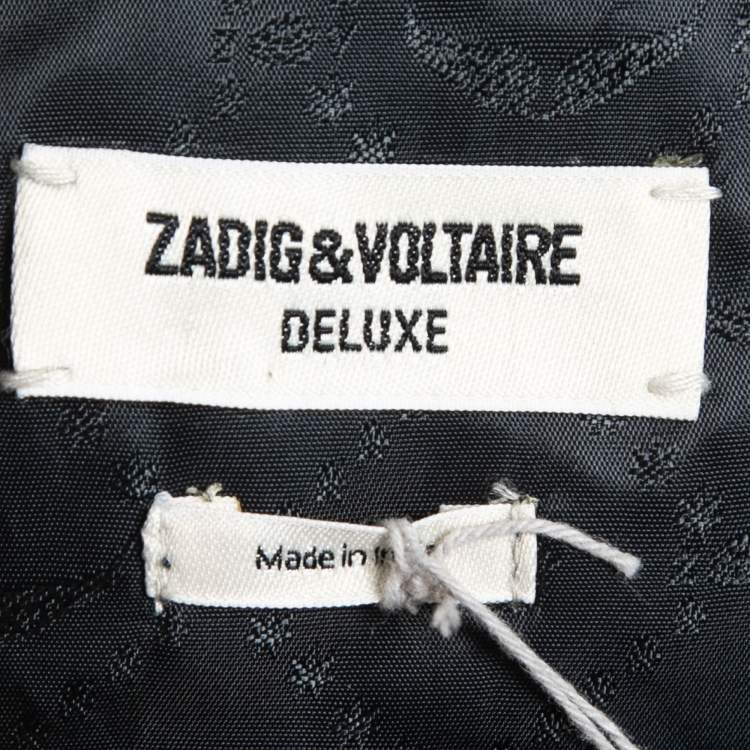 Pre Owned Zadig and Voltaire Black Fringed Leather Mini Skirt M