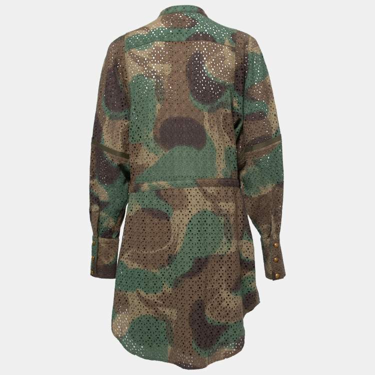 Pre Owned Zadig and Voltaire Green Camouflage Print Cotton Short Dress S