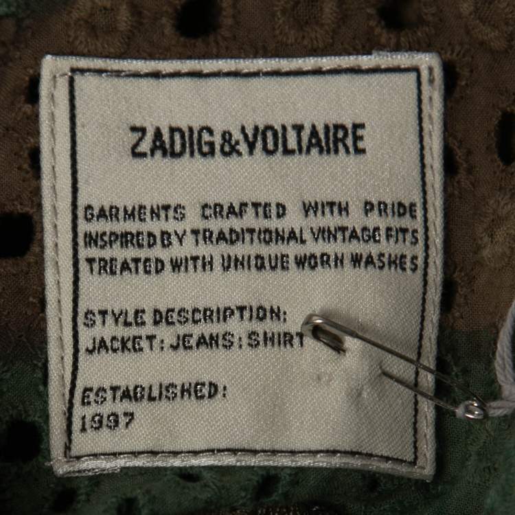 Pre Owned Zadig and Voltaire Green Camouflage Print Cotton Short Dress S