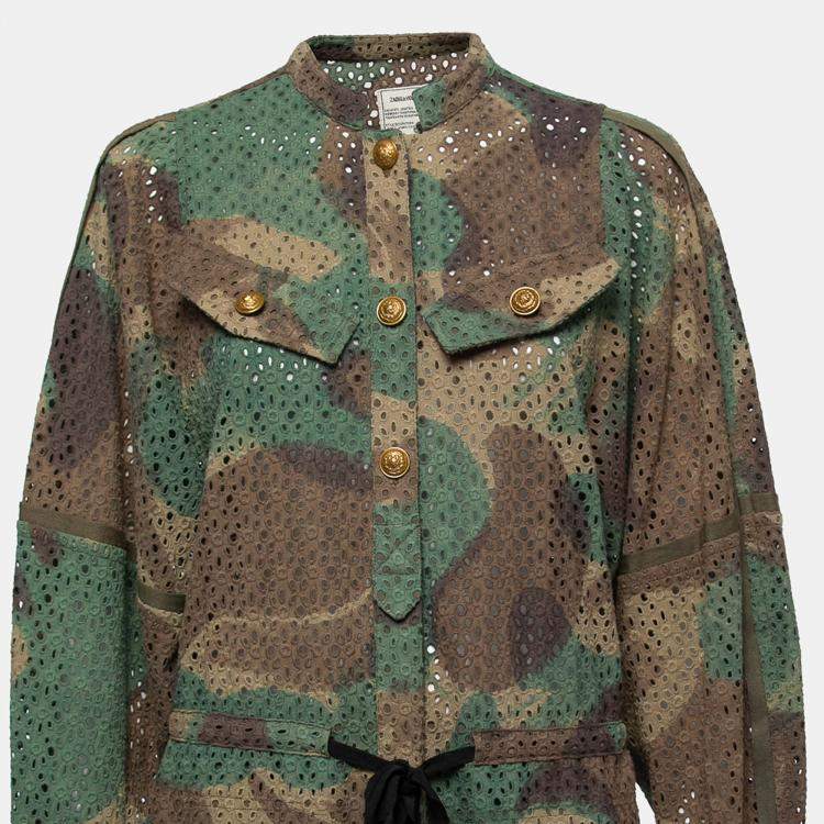 Pre Owned Zadig and Voltaire Green Camouflage Print Cotton Short Dress S