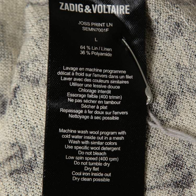Pre Owned Zadig & Voltaire Cream Skull Print Linen Knit Joss Tank Top L