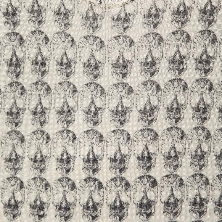 Pre Owned Zadig & Voltaire Cream Skull Print Linen Knit Joss Tank Top L